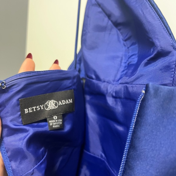 Blue Size 0 A-line Gown by Betsy and Adam - Picture 5 of 7